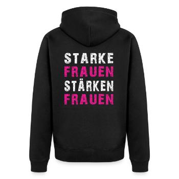 starke frauen stärken frauen Sprüche - Unisex Premium Bio Zip Hoodie - Schwarz - Hinten - Nico (187cm)