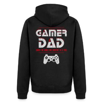 Gamer Papa Fathers Day Retro Video Game Gaming Liebh - Veste à capuche bio Premium Unisexe - noir - Dos - Nico (187cm)