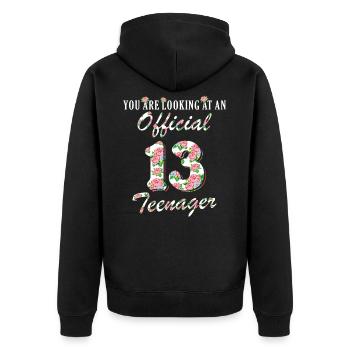 Offizielle 13 Teenager 13. Geburtstag 13 Jahre alt - Unisex Premium Bio Zip Hoodie - Schwarz - Hinten - Nico (187cm)