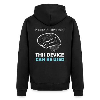 Funny Sayings Funny Memes Anti Idiots - Unisex Premium Organic Zip Hoodie - black - Back - Nico (187cm)