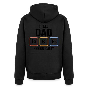 Ich erzähle Papa regelmäßig Witze - Unisex Premium Bio Zip Hoodie - Schwarz - Hinten - Nico (187cm)