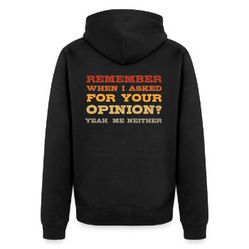 Lustige Sorüche Retro - Unisex Premium Bio Zip Hoodie - Schwarz - Hinten - Nico (187cm)