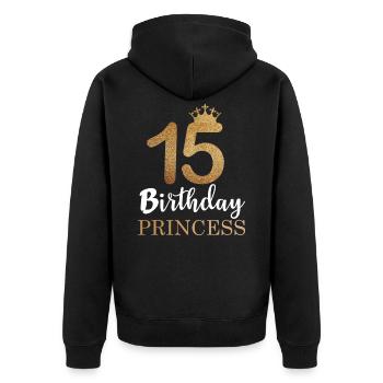 Tochter Geschenk 15. Geburtstag 15 Jahre Mädchen - Unisex Premium Bio Zip Hoodie - Schwarz - Hinten - Nico (187cm)