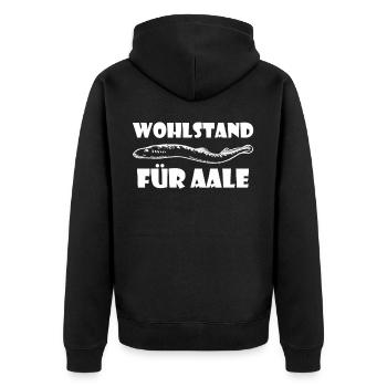 Aal Wortspiel Wohlstand Für Aale Aal Witz Angler - Unisex Premium Bio Zip Hoodie - Schwarz - Hinten - Nico (187cm)