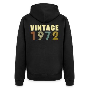 Jahrgang 1972 - Unisex Premium Bio Zip Hoodie - Schwarz - Hinten - Nico (187cm)