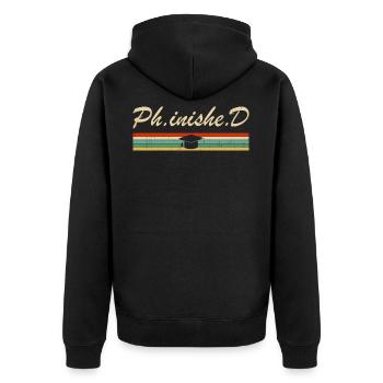 PhD Student Phinished Funny PhD Graduation Gift Di - Unisex Premium Bio Zip Hoodie - Schwarz - Hinten - Nico (187cm)