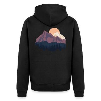 Mountains Hiking Funny Nature Landscape Funny Hiki - Unisex Premium Organic Zip Hoodie - black - Back - Nico (187cm)