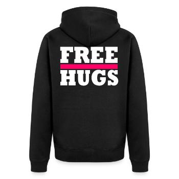 Free Hugs - Unisex Premium Organic Zip Hoodie - black - Back - Nico (187cm)