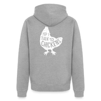 Yep I Talk To Chickens Super Cute Funny Chicken He - Unisex Premium Bio Zip Hoodie - Grau meliert - Hinten - Nico (187cm)