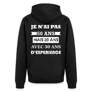 Cadeau anniversaire 50 ans - Veste à capuche bio Premium Unisexe - noir - Dos - Nico (187cm)