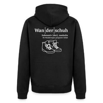 Wanderschuh Wandern - Unisex Premium Bio Zip Hoodie - Schwarz - Hinten - Nico (187cm)