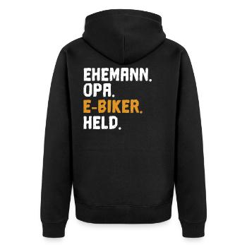 Opa E bike E-biker E-bike Geschenk Geburtstag - Unisex Premium Bio Zip Hoodie - Schwarz - Hinten - Nico (187cm)