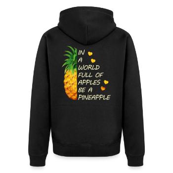 In A World Full Of Apples Be A Pineapple Teen Girl - Unisex Premium Organic Zip Hoodie - black - Back - Nico (187cm)