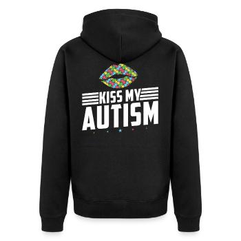 Kiss My Autism Awareness Autism Superhero - Unisex Premium Bio Zip Hoodie - Schwarz - Hinten - Nico (187cm)