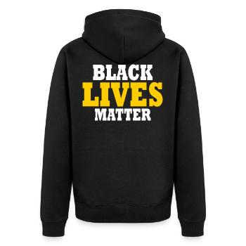 Black lives matter - Unisex Premium Bio Zip Hoodie - Schwarz - Hinten - Nico (187cm)