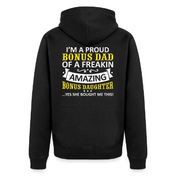 Funny Bonus Dad Stepdaughter Stepdad Fathers Day G - Veste à capuche bio Premium Unisexe - noir - Dos - Nico (187cm)