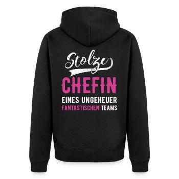 Stolze Chefin Geschenk Leiterin Abteilungsleiterin - Unisex Premium Bio Zip Hoodie - Schwarz - Hinten - Nico (187cm)