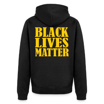 Black lives matter - Unisex Premium Bio Zip Hoodie - Schwarz - Hinten - Nico (187cm)