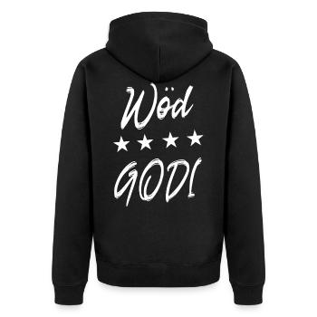 Wöd Godi Goli Godn Taufgodi Firmgodi Geschenk - Unisex Premium Bio Zip Hoodie - Schwarz - Hinten - Nico (187cm)