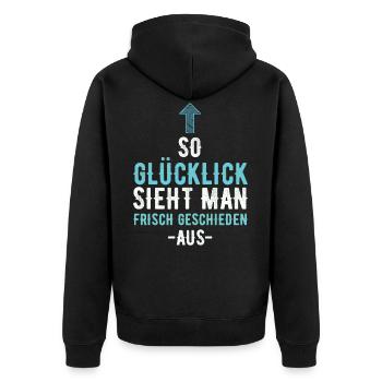 Geschieden Scheidung Glücklicher Single Ex Ehe - Unisex Premium Bio Zip Hoodie - Schwarz - Hinten - Nico (187cm)
