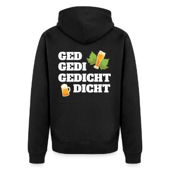 Gedi Bier Trinker Lustiges Geschenk Ged Firmgedi - Unisex Premium Bio Zip Hoodie - Schwarz - Hinten - Nico (187cm)