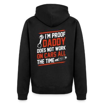 Daddy Kids Mechanic Baby Mechanic Gift Fathers Day - Unisex Premium Bio Zip Hoodie - Schwarz - Hinten - Nico (187cm)