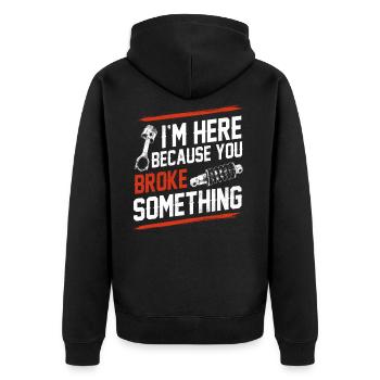 Broke Something Aircraft Mechanic Diesel Mechanic - Unisex Premium Organic Zip Hoodie - black - Back - Nico (187cm)