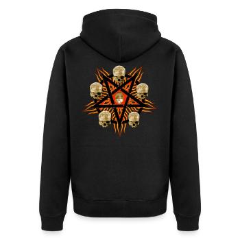 Pentagram with skulls - Unisex Premium Organic Zip Hoodie - black - Back - Nico (187cm)