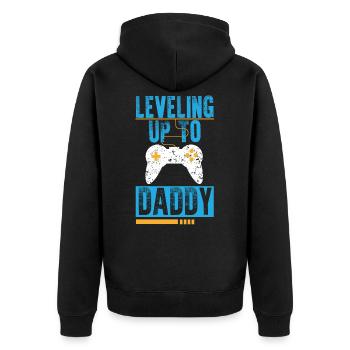 Leveling Up To Daddy I'm Going To Be A Dad To Be - Unisex Premium Organic Zip Hoodie - black - Back - Nico (187cm)