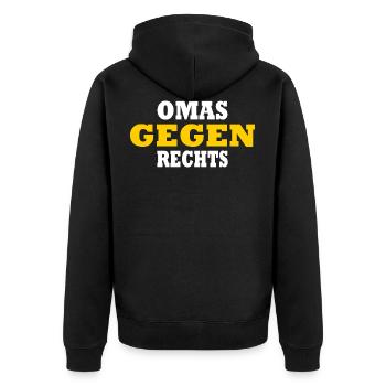 Omas gegen rechts - Unisex Premium Bio Zip Hoodie - Schwarz - Hinten - Nico (187cm)