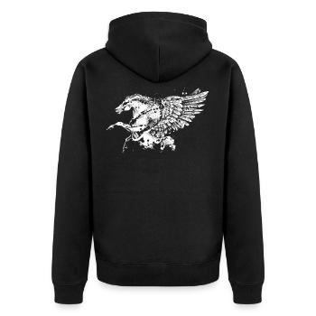 Pegasus horse - Unisex Premium Organic Zip Hoodie - black - Back - Nico (187cm)