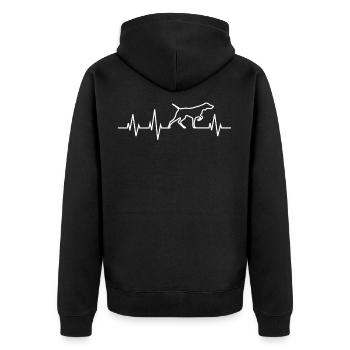 German Shorthaired Pointer Dog Heartbeat Cute GSP - Unisex Premium Bio Zip Hoodie - Schwarz - Hinten - Nico (187cm)