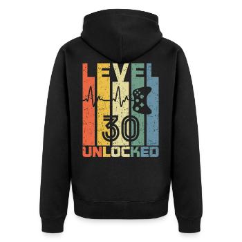 Niveau 30 Débloqué Fun 30 Ans Video Gamer 30t - Veste à capuche bio Premium Unisexe - noir - Dos - Nico (187cm)