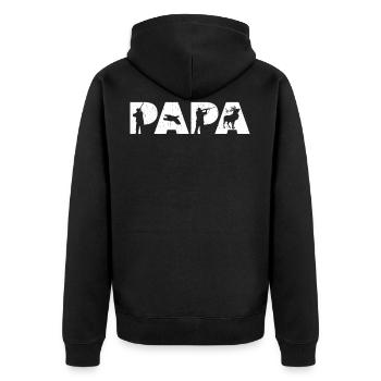 Hunter Dad Funny Papa Hunting Father Gift Papa Lov - Unisex Premium Organic Zip Hoodie - black - Back - Nico (187cm)