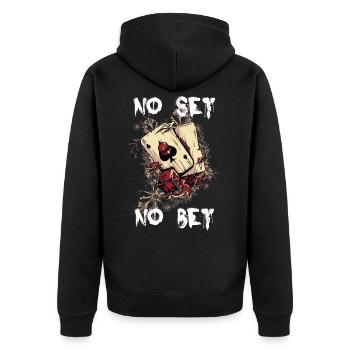Poker Casino Vegas Karten Cards - Unisex Premium Bio Zip Hoodie - Schwarz - Hinten - Nico (187cm)