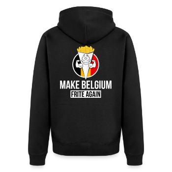 MAKE BELGIUM FRITE AGAIN - Veste à capuche bio Premium Unisexe - noir - Dos - Nico (187cm)