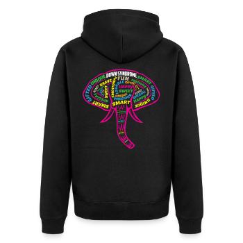 Éducation spéciale de sensibilisation aux éléphants du syndrome de Down - Veste à capuche bio Premium Unisexe - noir - Dos - Nico (187cm)