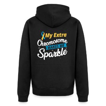 My Extra Chromosome Down Syndrome Awareness Sped T - Veste à capuche bio Premium Unisexe - noir - Dos - Nico (187cm)