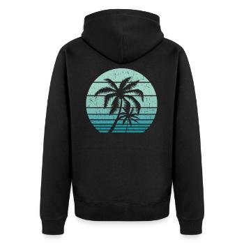 Vintage Plage Rétro Californie Palmiers Tropical - Veste à capuche bio Premium Unisexe - noir - Dos - Nico (187cm)