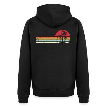 Palm Tree Retro Style Tropical Beach Pacific Ocean - Unisex Premium Bio Zip Hoodie - Schwarz - Hinten - Nico (187cm)