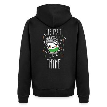 It's Party Thyme Herb Pun - Unisex Premium Organic Zip Hoodie - black - Back - Nico (187cm)