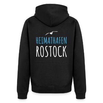 Heimathafen Rostock Rostocker Geschenkidee - Unisex Premium Bio Zip Hoodie - Schwarz - Hinten - Nico (187cm)