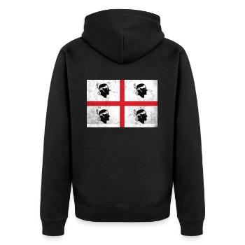Sardinien Flagge - Unisex Premium Bio Zip Hoodie - Schwarz - Hinten - Nico (187cm)