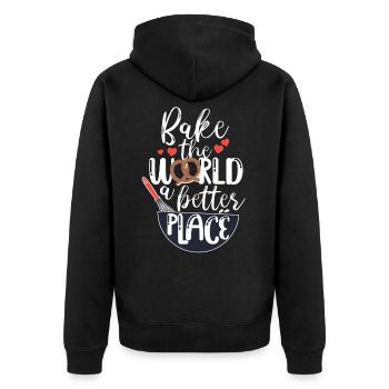 Bake The World A Better Place Cake Artist Baker Cu - Unisex Premium Bio Zip Hoodie - Schwarz - Hinten - Nico (187cm)