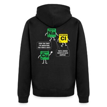 Salt and Copper Periodic Table Police Humor Pun Ch - Unisex Premium Organic Zip Hoodie - black - Back - Nico (187cm)