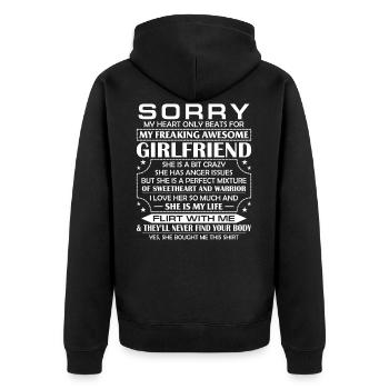 Sorry My Heart Only Beats for My Freaking Awesome - Unisex Premium Bio Zip Hoodie - Schwarz - Hinten - Nico (187cm)