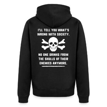Drink From The Skull Of Their Enemies Hilarious Wr - Unisex Premium Bio Zip Hoodie - Schwarz - Hinten - Nico (187cm)