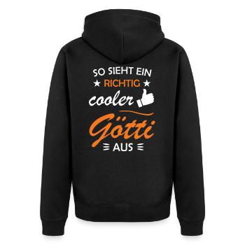 Götti Geschenkidee Firmgötti Taufgötti Göti fragen - Unisex Premium Bio Zip Hoodie - Schwarz - Hinten - Nico (187cm)