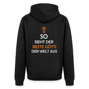 Bester Götti der Welt Firmgötti Taufgötti Geschenk - Unisex Premium Bio Zip Hoodie - Schwarz - Hinten - Nico (187cm)