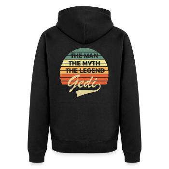 Gedi Firmgedi Taufgedi Geschenk Geditag - Unisex Premium Bio Zip Hoodie - Schwarz - Hinten - Nico (187cm)